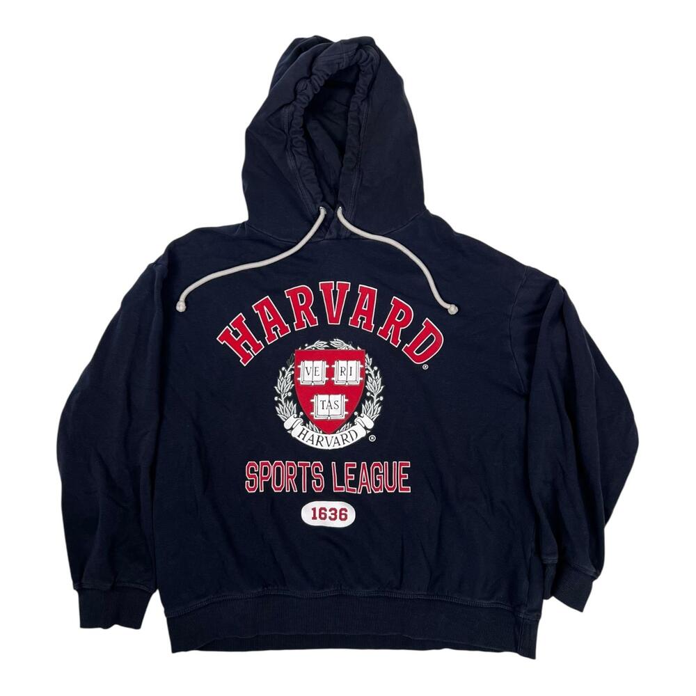 Harvard Hoodie Sweatshirt Womens Medium Blue NCAA H&M Sports League Retro VTG